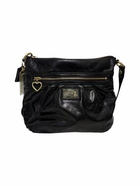 Coach Crinkled Black Patent Leather Shoulder Handbag